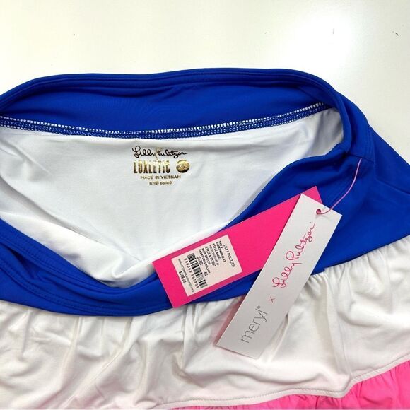 Lilly Pulitzer Luxletic Peachy Skort Blue Grotto Skort Colorblock UPF 50+ XS - Picture 4 of 14